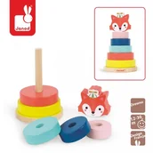 Zabawki interaktywne dla dzieci - Janod Piramida Drewniana Lisek Baby Forest - miniaturka - grafika 1