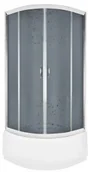 Kabiny prysznicowe - Novoterm Kerra Sandra 80x80 profil chrom błyszczący szkło grafitowe z dekorem + brodzik - miniaturka - grafika 1