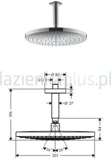 Hansgrohe RAINDANCE SELECT S 300 deszczownica sufitowa biały/chrom 27337400 - Deszczownice - miniaturka - grafika 2