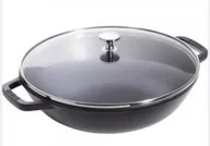 Woki - Staub Wok ze szklaną pokrywką 37 cm - czarny 40509-398-0 - miniaturka - grafika 1