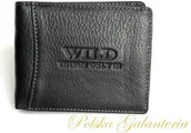 Portfele - Wild Portfel Męski Skórzany Skóra Licowa Duży Poziomy bez Zapięcia Czarny - miniaturka - grafika 1