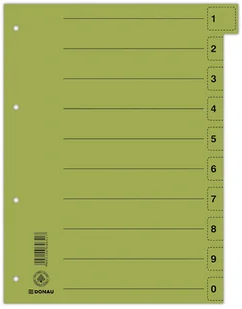 Donau Przekładka karton, A4, 235x300mm, 0-9, 1 karta z perforacją, zielona 8611001-06 - Pudła i kartony archiwizacyjne - miniaturka - grafika 3