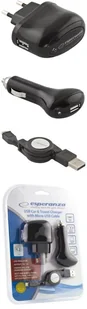 Esperanza ZESTAW ŁADOWAREK 1000mA SIEC/SAM USB/microUSB EZ116 - Ładowarki do telefonów - miniaturka - grafika 4