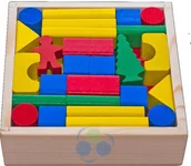 Klocki - B&B KLOCKI drewniane w skrzynce Kolorowe 50 el. 1365 - miniaturka - grafika 1