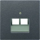 Wyłączniki światła i elektryczne - Jung Pytka centralna RJ11/RJ45, 2-krotna - LS Metal Finish Anthracite - miniaturka - grafika 1