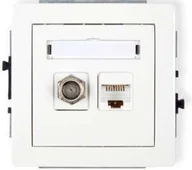 Gniazdka elektryczne - Karlik Mechanizm gniazda antenowego poj. SAT+ gniazda komp. poj. 1xRJ45 kat. 5e - miniaturka - grafika 1