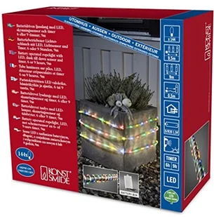 Konstsmide Zewn. wąż świetlny LED kol. 9m czujn. 144pk. bat. - Pozostałe oświetlenie - miniaturka - grafika 2