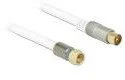 Kable - Delock Kabel antenowy F na IEC męskie - męskie1 m Biały 89405 - miniaturka - grafika 1