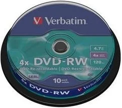 Verbatim Dysk DVD-RW 4x cake 10Pack 43552 - Nośniki danych - miniaturka - grafika 2