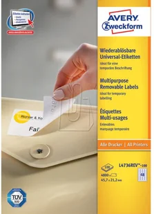Avery Zweckform Usuwalne etykiety uniwersalne Zweckform A4 100ark./op. 45,7x21,2mm białe PROMOCJA! AVE-L4736REV-100 - Etykiety do drukarek - miniaturka - grafika 6