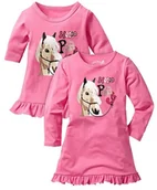 Stroje kąpielowe dla dziewczynek - Bonprix Koszula nocna + koszula nocna dla lalki (2 części) jaskrawy jasnoróżowy - miniaturka - grafika 1