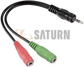 Złącza, przejściówki, adaptery - Hama Adapter Jack 3.5mm 4pin wtyk - 2xJack 3.5mm gniazdo 54573 - miniaturka - grafika 1