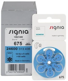 Siemens 60 x baterie do aparatów słuchowych Signia 675 MF - Baterie i akcesoria - miniaturka - grafika 2
