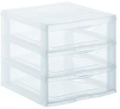 Pojemniki biurowe - Rotho Sundis Orgamix 1421800096 pojemnik z szufladami z tworzywa sztucznego (polipropylen), 3 szuflady w formacie A4, ok. 36 x 26 x 25,5 cm (dł. x szer. x wys.), przezroczysty 1421800096 - miniaturka - grafika 1