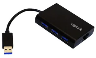 Logilink Konwerter USB 3 0 - RJ45 Gigabit Ethernet z hubem 3x USB 3 0 - Konwertery sieciowe i transceivery - miniaturka - grafika 3