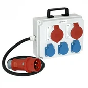 Rozdzielnie elektryczne - Doktorvolt Rozdzielnica FRED 2x16A 3x230V kabel 1m wtyczka gniazda Schuko system niemiecki Typ F rozdzielnia budowlana 6671 - miniaturka - grafika 1