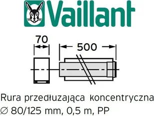 Vaillant rura koncentryczna 500 mm fi 80/125 rura do Komina PP 303202 - Kominy i akcesoria - miniaturka - grafika 4
