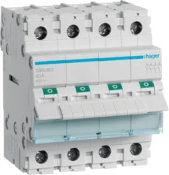 Hager Polo Rozłącznik 4-biegunowy 63A SBN463 - Sterowniki i przekaźniki - miniaturka - grafika 2