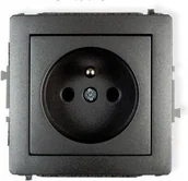 Gniazdka elektryczne - Karlik Gniazdo Pojedyncze z uziemieniem 2P+Z 11DGP-1z grafitowy - miniaturka - grafika 1