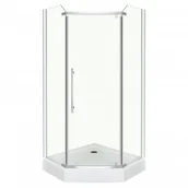 Kabiny prysznicowe - Novoterm Kerra Glasgow 90x90 profil chrom szkło transparentne + brodzik - miniaturka - grafika 1