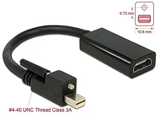 Delock Adapter AV Displayport Adapter mini DP - HDMI St/Bu 4K +Schraub - - Adaptery i przejściówki - miniaturka - grafika 2