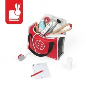 Janod Zestaw doktor z 10 akcesoriami, J06513 - Zabawy w naśladowanie dorosłych - miniaturka - grafika 3