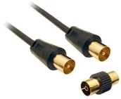 Kable - CDL Micro Pozłacane  5 m kabel antenowy TV (męski na męski) z adapter (żeński)  czarny 5055313621676 - miniaturka - grafika 1