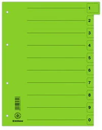 Donau Przekładka karton, A4, 235x300mm, 0-9, 1 karta z perforacją, zielona 8611001-06 - Pudła i kartony archiwizacyjne - miniaturka - grafika 2