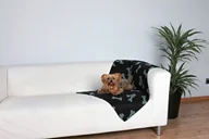 Legowiska dla psów - Trixie KOCYK 100 x 70 cm CZARNY W SZARE ŁAPKI /37192/ - miniaturka - grafika 1