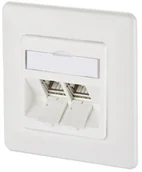 Gniazdka elektryczne - Metz Connect Gniazdo sieciowe Rodzaj montażu Podtynkowy Wkład z płytką centralną i ramką Connect 130B12D21002-E 130B12D21002-E CAT 6A 2 Porty czysty biały - miniaturka - grafika 1