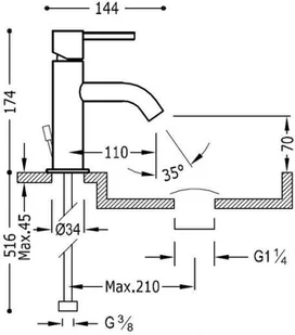 Tres Study 262.903.01.D - Baterie umywalkowe - miniaturka - grafika 2