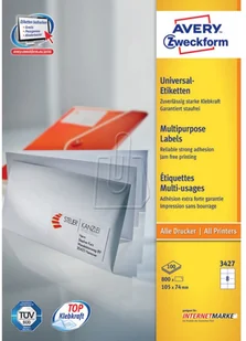 Avery Zweckform Etykiety uniwersalne trwałe A4 105 x 74mm 100 arkuszy Zweckform 3427 - Etykiety samoprzylepne i bloki etykiet - miniaturka - grafika 2