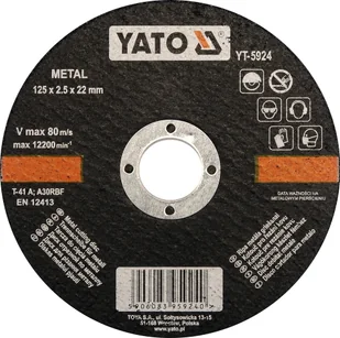 Yato Tarcza do cięcia metalu 125x2,5x22 mm YT-5924 - Tarcze do pił - miniaturka - grafika 2