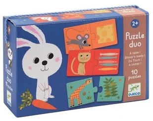 Djeco ZWIERZĄTKA I OBIADKI puzzle tekturowe duo DJ08166 - Zabawki interaktywne dla dzieci - miniaturka - grafika 2