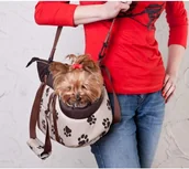 Transportery dla kotów - Hobbydog Torba - Beżowa w łapki - Rozmiar 1 - miniaturka - grafika 1