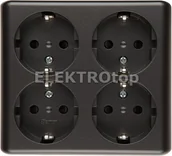 Gniazdka elektryczne - Kontakt Simon EGSZ4NZ/48 Gniazdo poczwórne Schuko natynkowe z przesłonami torów - miniaturka - grafika 1