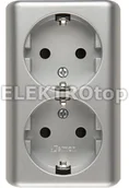 Gniazdka elektryczne - Kontakt Simon EGSZ2SNZ/43 Gniazdo podwójne Schuko natynkowe z przesłonami torów - miniaturka - grafika 1