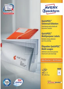Avery Zweckform ETIKETT 97X67 7MM INKJETLASERCOPY WHITE labels QuickPEEL take-of (3660) - Etykiety do drukarek - miniaturka - grafika 5