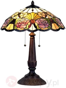 CLAYRE&EEF Clayre&Eef Kwiatowa lampa stołowa Rose styl Tiffany - Lampy stojące - miniaturka - grafika 2