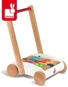 Klocki - Janod Wózek chodzik z klockami 3700217355845 - miniaturka - grafika 1