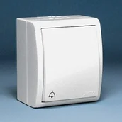 Wyłączniki światła i elektryczne - Kontakt Simon - Aquarius - Łącznik dzwonkowy natynkowy IP44 biały AQD1/11 - miniaturka - grafika 1