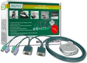 Przełączniki KVM - Digitus Mini przełącznik KVM - elektroniczny, 2PC, PS/2,1920 x 1440, 1,2m DC OC12 - miniaturka - grafika 1