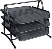 Półki na dokumenty - Q-CONNECT Zestaw na biurko Office Set, metalowy, 3 szufladki, czarny KF00823 - miniaturka - grafika 1