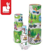 Klocki - Janod Piramida Wyścigi - 10 kostek - miniaturka - grafika 1