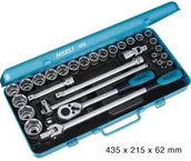 Klucze i nasadki - Hazet Klucze nasadowe z grzechotką 905 1/2" 12.5 mm) stal chromowo-wanadowa 30 szt - miniaturka - grafika 1