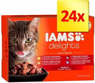 Iams 12 x 85 g Delights + 2 x 85 g Delights Adult Kurczak i indyk w sosie gratis! Mięsne smaki w sosie - Mokra karma dla kotów - miniaturka - grafika 3