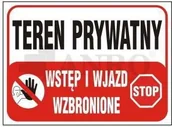 Tablice BHP - ANRO Teren Prywatny Wstęp I Wjazd Wzbronione - miniaturka - grafika 1