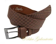 Paski - Complex Pasek BRĄZOWY (PL) Tłoczony Wzór JODEŁKA-KRZYŻYKI Skórzany brązowy - miniaturka - grafika 1