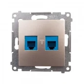 Gniazdka elektryczne - Kontakt Simon Simon 54 Gniazdo telefoniczne podwójne 2xRJ12 złoty mat DT2.01/44 WMDT-0020xx-044 0001-00000-61218 [4353023] - miniaturka - grafika 1