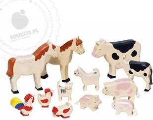 Goki Drewniane figurki. Zwierzęta wiejskie, 12 części GK 370 - Figurki dla dzieci - miniaturka - grafika 2